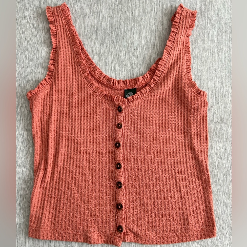 Wild Fable Coral Ruffle Trim Cropped Tank Top
With Buttons